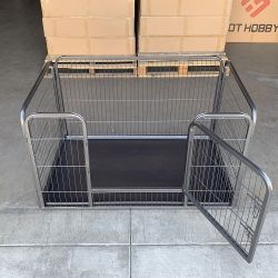 New in Box $95 Heavy Duty Pet Playpen with Plastic Tray, Dog Cage Kennel 4 Panels, 49x32x28 inches