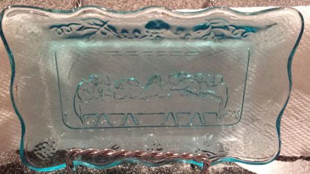 Tiara Glass Vintage Blue -The Last Supper Plate