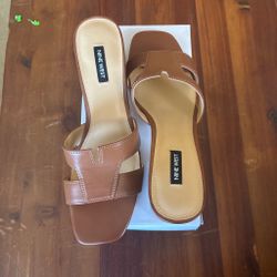 Nine West tan and brown leather sandals