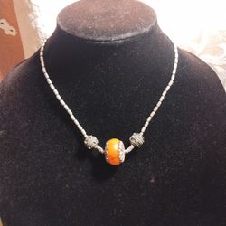 Amber Silver Necklace 