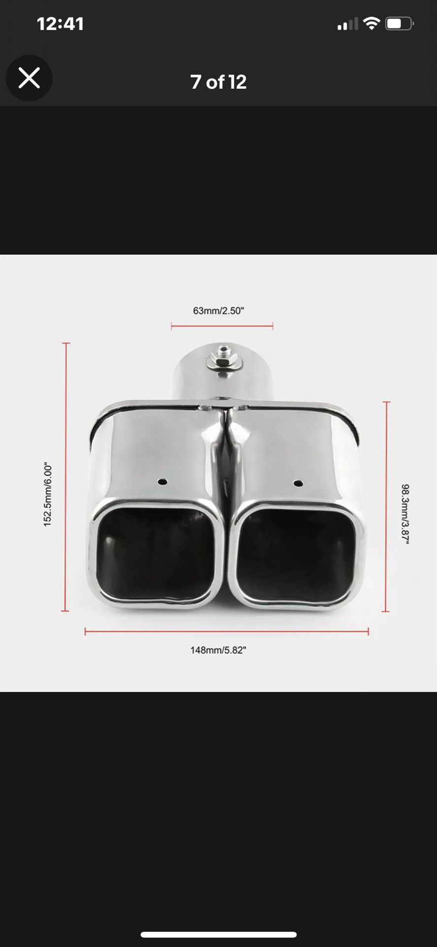 Stainless steel Chrome Car Dual Exhaust Tip Square Tail Pipe Muffler 63mm / 2.5"