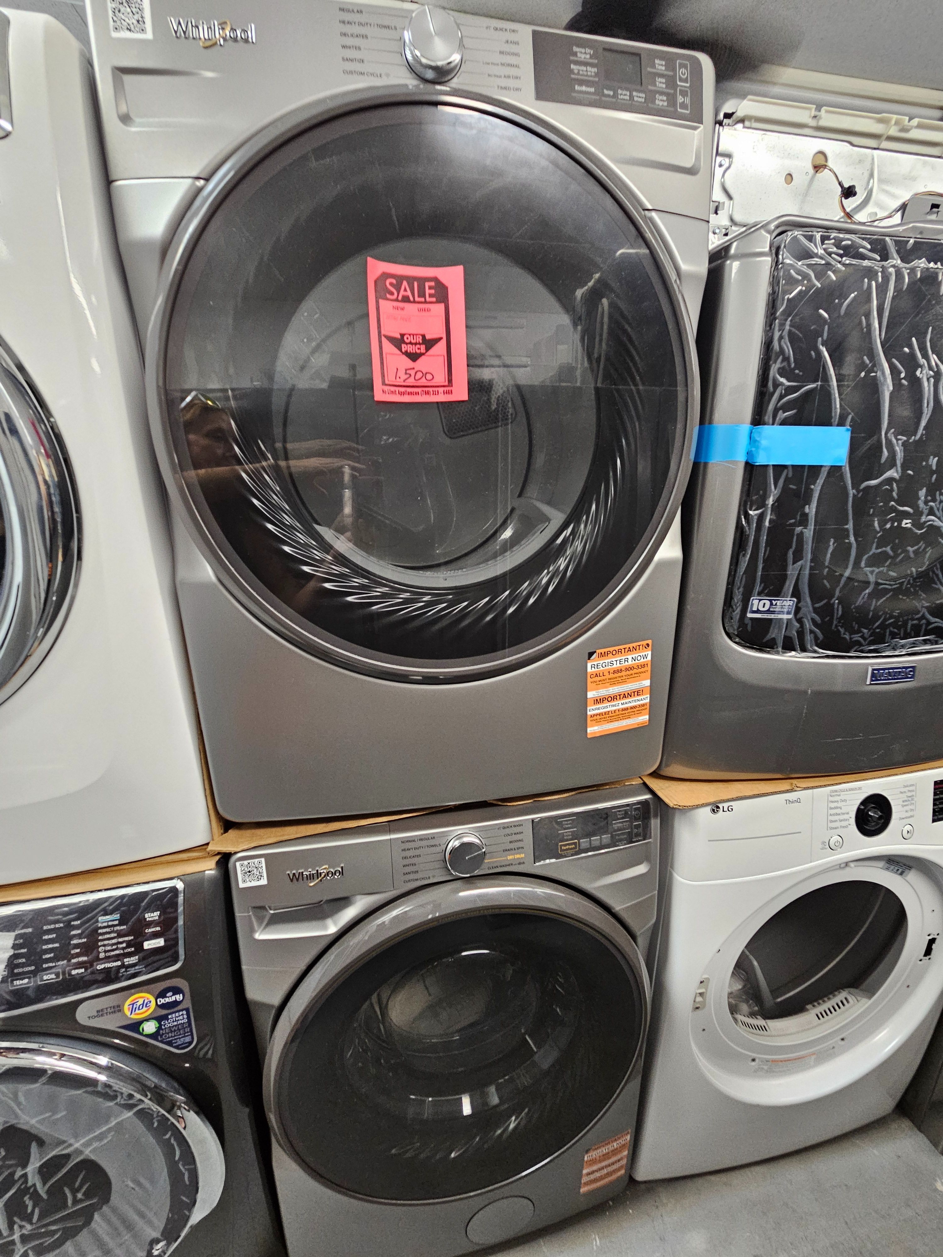 Brand New WHIRLPOOL FRONT LOAD STACKABLE STEAM WASHER & ELECTRIC DRYER