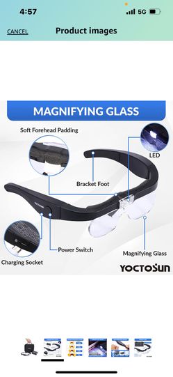 Magnifying Glasses With 2 Led Lights4 Detachable Lenses Storage Case Head Strap  Thumbnail