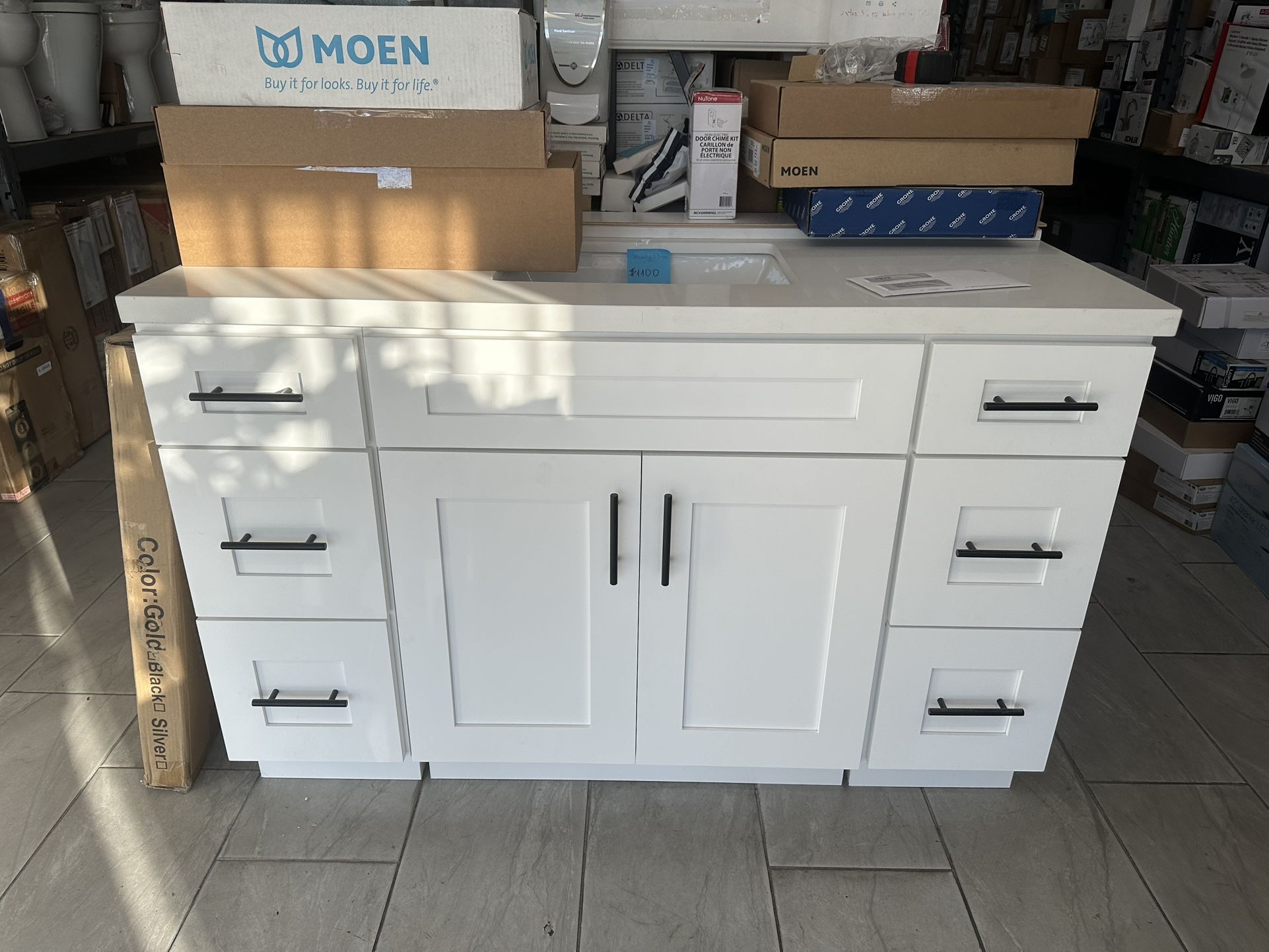 Bathroom vanity 55 inch white