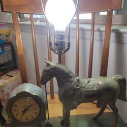 Antique Horse Lamp/ Clock