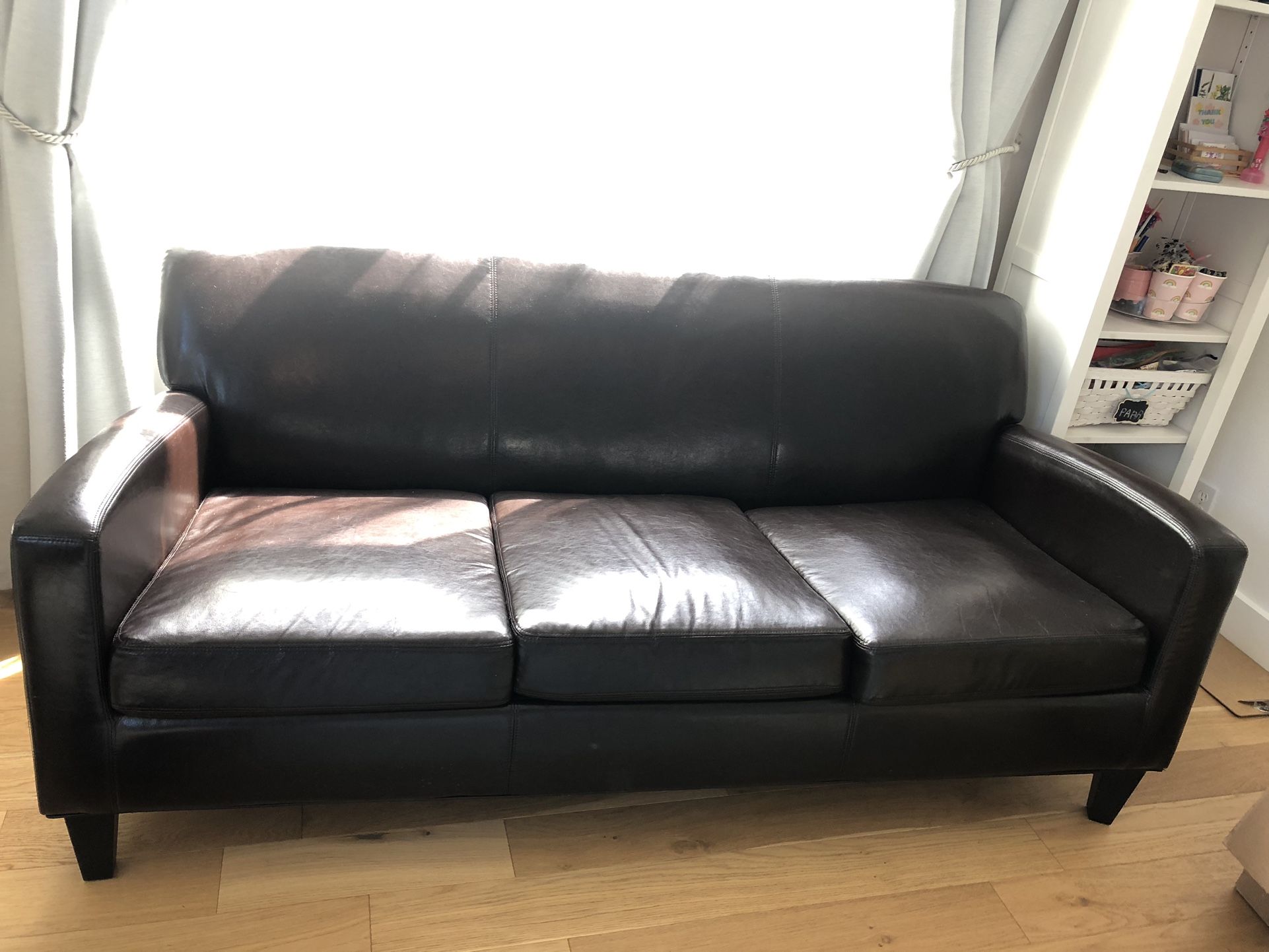 Ikea  Brown Leather Sofa