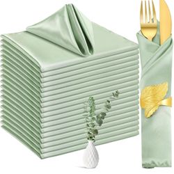 40 Pack Silky Satin Cloth Napkins 17 x 17 Inch Satin Napkins Bulk Washable Reusable Table Napkin Smooth Fabric Dinner Napkins for Halloween Fall Weddi