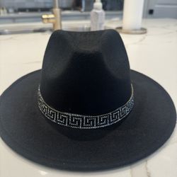 Black Hat W/ Rhinestone Trim