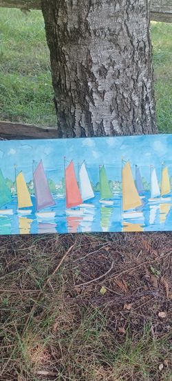 Canvas Print Painting of Sail Boats