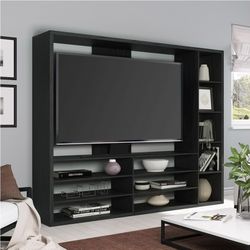 Like New Black Composite Wood Entertainment Center. 1 Yr Old. Large  55" TV Opening 