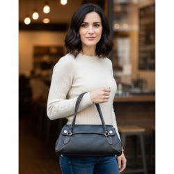 Cole HAAN Women’s Pebble Leather Black Small Satchel Purse Bag