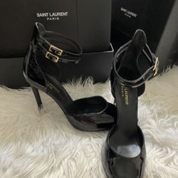 SAINT LAURENT ANKLE STRAP BABY DOLL HEELS (AUTHENTIC) FIRM PRICE