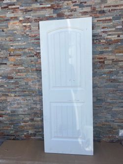 30 in. x 80 in. 2 Panel Cheyenne Smooth Camber Top Plank Solid Core Primed Composite Interior Door Slab