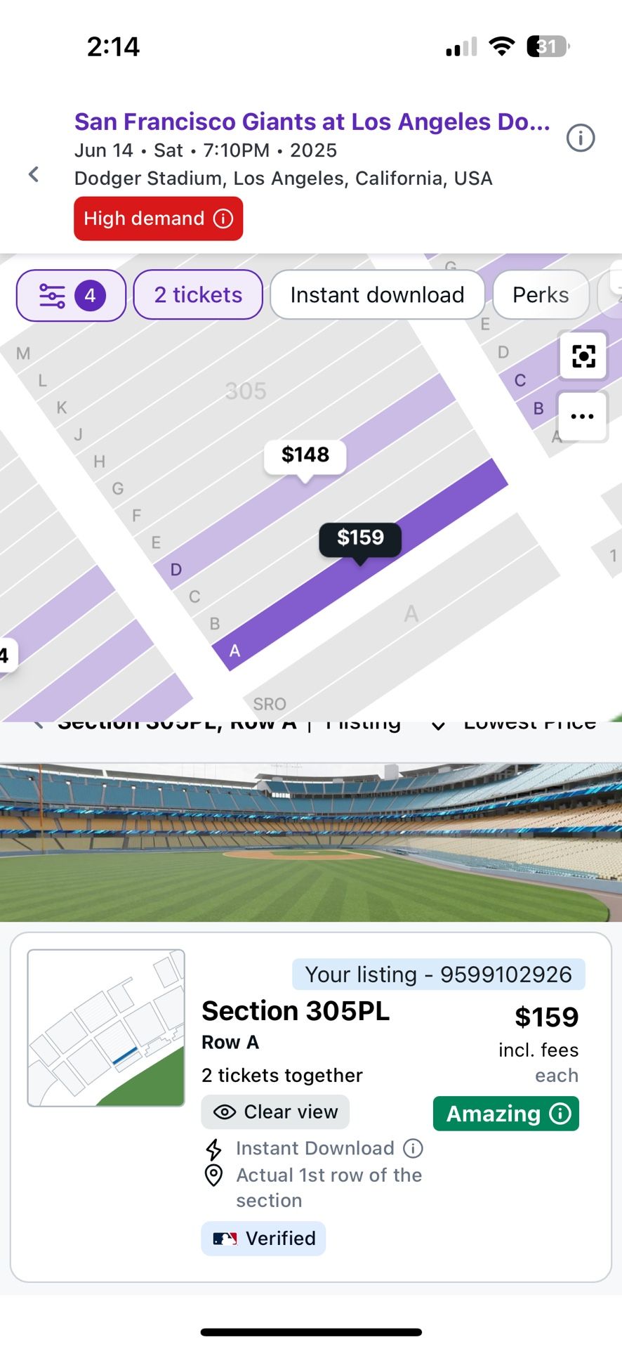 Dodger Tickets - June 14