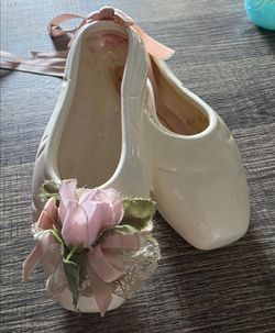Ceramic Ballet Slipper Figurine with Floral Detail