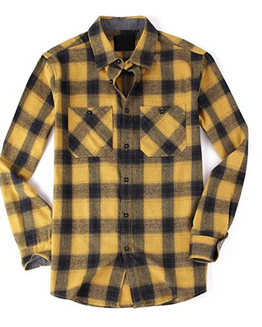 SAMERM Flannel Shirt for Men Long Sleeve Casual Button-Down Regular Fit Plaid Flannel Shirts


