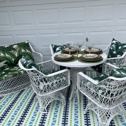  MCM Woodard Spun Fiberglass Love Seat and Dining Set 