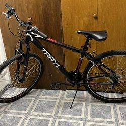 Med Size 5’6”-5’10” Mountain Bike Black with Red Trim
