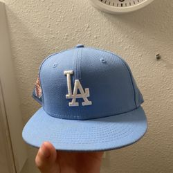 baby blue/cotton candy dodgers hat