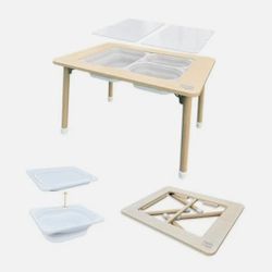 Sensory Play Activity Table with Foldable Legs, Storage Bins, and Lid