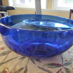 Vintage Large Cobalt Blue Glass Blown Bowl
