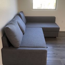 Sleeper Sectional, 3 Seat W/ Storage, Dark Gray