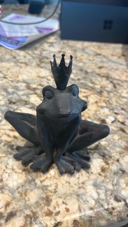 Cast Iron Frog Prince Figurine with Crown