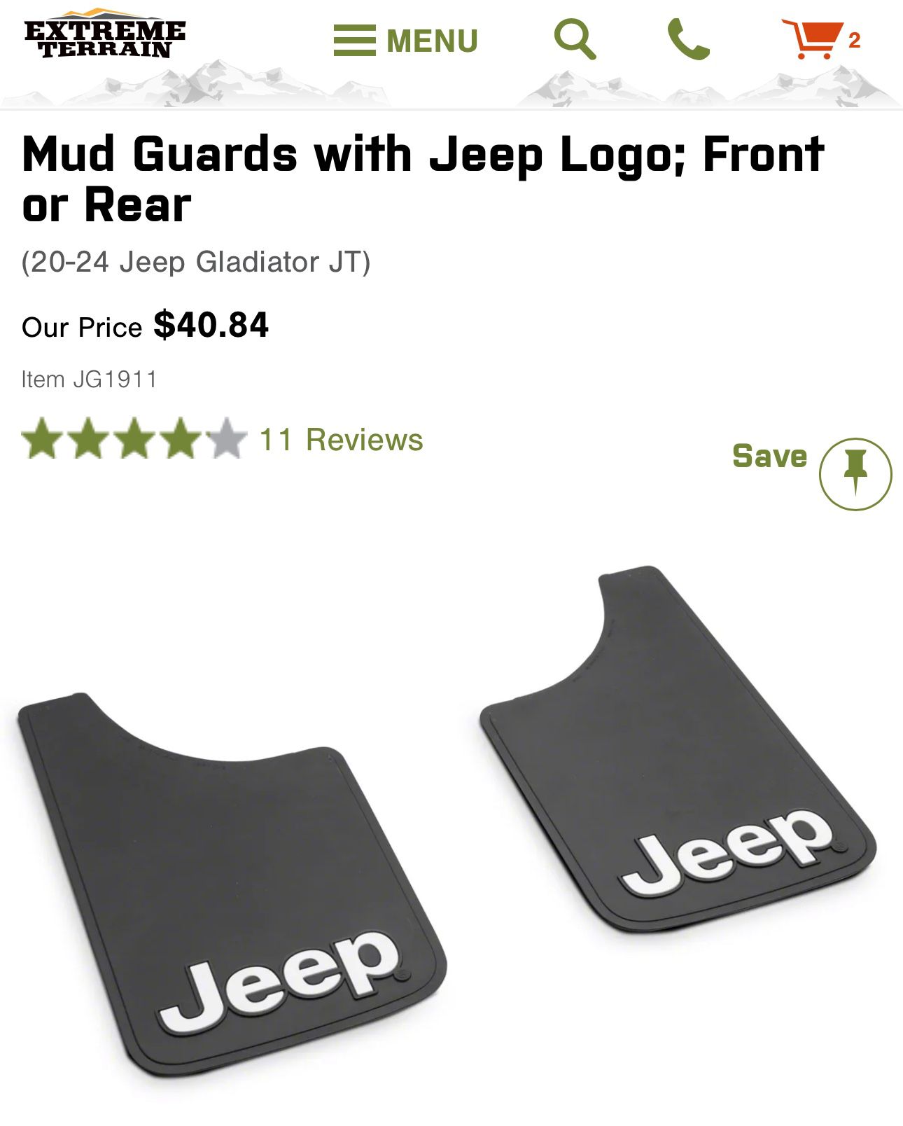 2022 Jeep Gladiator Mud Guards
