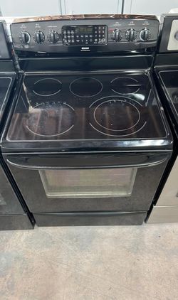 Kenmore Electric Glass‑Top Range – Black, Warming Drawer