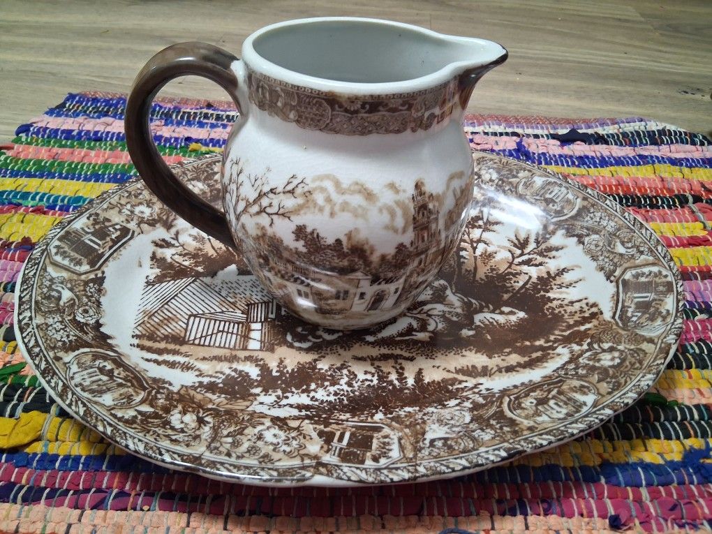 Victorianware Ironstone Pitcher And Platter