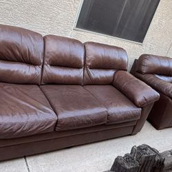 GENUINE LEATHER COUCH SET, DELIVERY INCLUDED