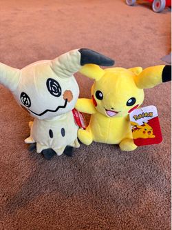 Pokemon Plushies Pikachu and Mimikyu