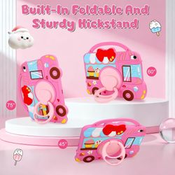 Pink Ice Cream Truck Case Kids w/ Strap & 360 Stand for Samsung Tab A9 Plus 11”
