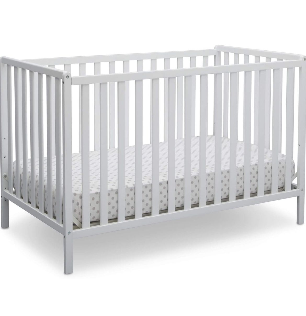 Delta Children Heartland 4-in-1 Convertible Crib - Greenguard Gold Certified, Bianca White