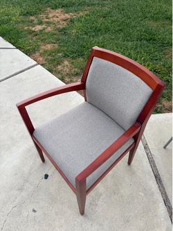 Set of 8 Solid Wood Armchairs – Upholstered – Matching Set