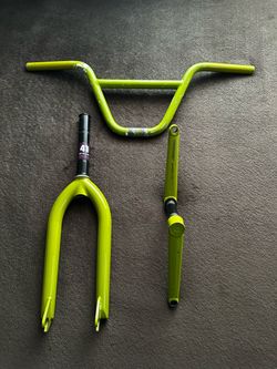 Odyssey bmx guacamole parts kit rare colorway wombolt crank , classic dirt fork and civilian handlebar