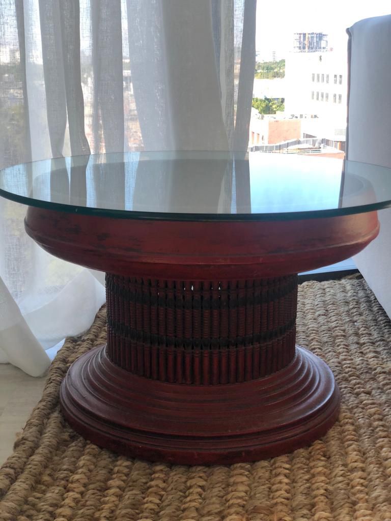 Vintage Thai Table With Glass Top