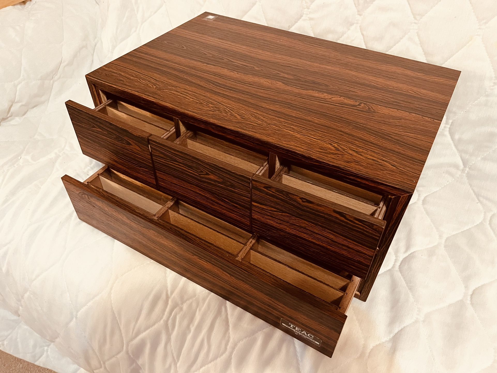 TEAC, Brown , Wooden Drawers, Cassette Tape Storage ,Individually Slotted