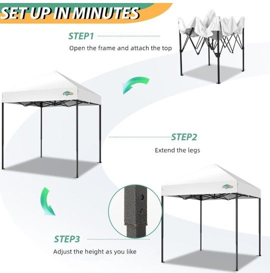 6.6x6.6ft Pop Up Canopy Tent, Heavy Duty Canopy Easy Set up All Weather Waterproof Outdoor Canopy Tent for Parties, Beach, Garden, Camping with 1 Hand