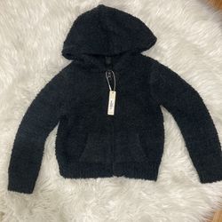 Skims Size 2T / 3T Kids Cozy Full Zip Hoodie Jacket in Onyx NWT Light Sweater