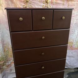 Huge Solid Wood Dresser Color Satin Chocolate With Antique Gold Pulls Has Been Painted!🌺