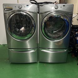 Whirlpool Washer And Dryer Dryer Is Gas with pedestals