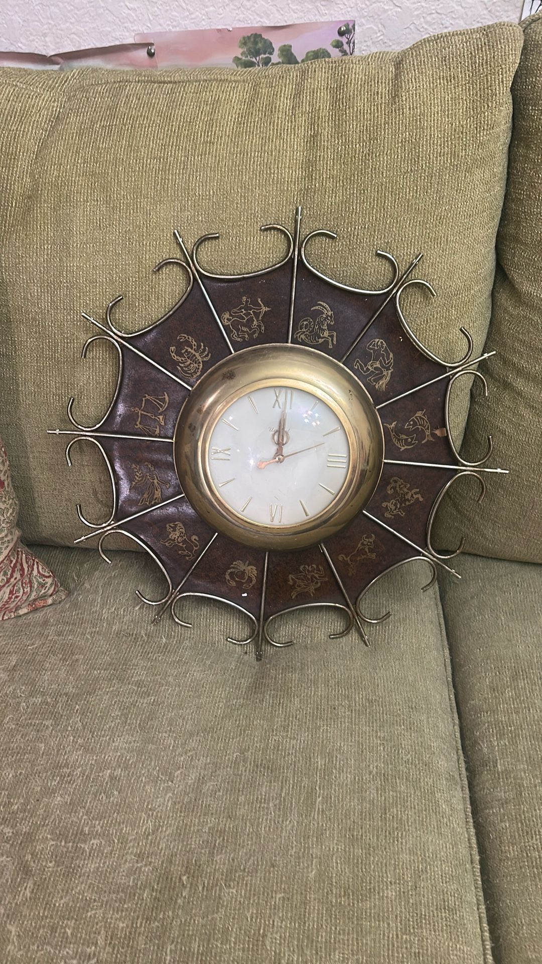 Zodiac wall clock 1950s antique