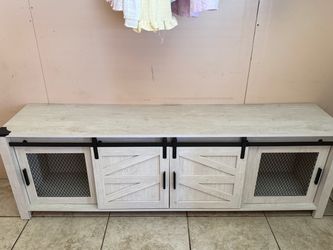 Farmhouse TV Stand with Sliding Barn Doors