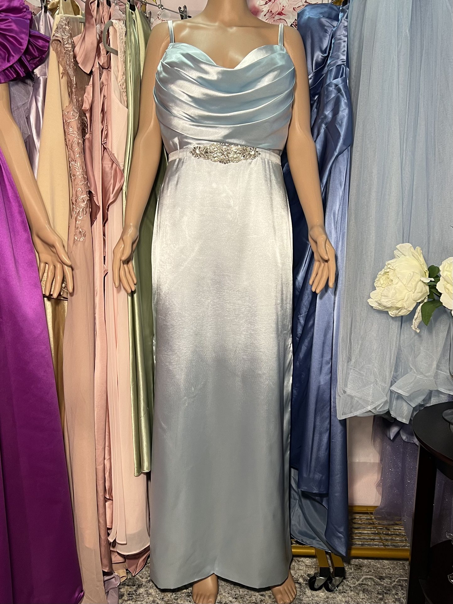 Soft Blue Satin Dress - New
