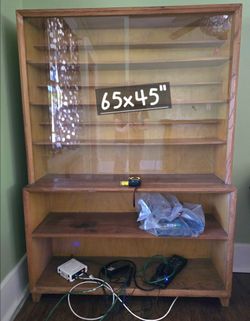 Solid wood and glass display cabinet