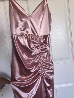 Long Pink evening Dress With Slit (Large)