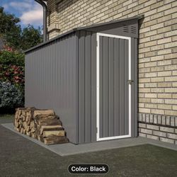 $270!!! 4’x8’ (3.83’x7.32’) black Metal Storage Shed, New in Box, with base