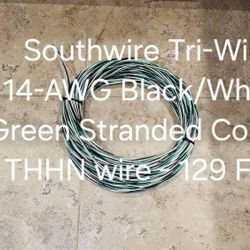 Southwire Tri-Wire 14-AWG Black/White/Green Stranded Copper THHN wire - 129 Feet