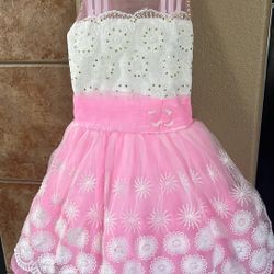 Brand New Girls Size -7 Pink And White Easter Dresses 